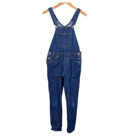 Levi’s Medium Dark Blue Wash Denim Overalls Jukebox Jam Women Size S–Vintage Y2K - Picture 1 of 16